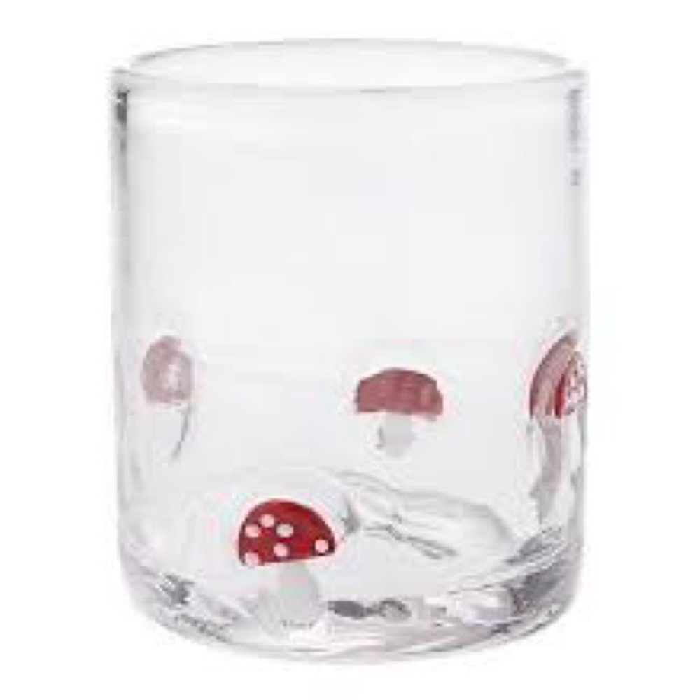 WORLD MARKET  Easter Mushroom Double Old Fashioned Glass Red Drinkware 1…